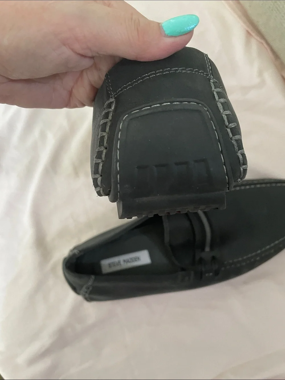 Steve Madden Black Men's Slip-On Loafers with Stitch Detailing Sz12